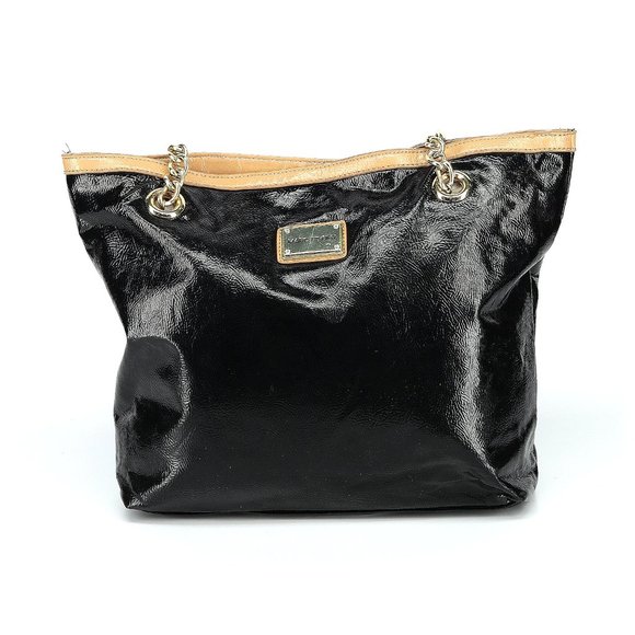 *Marc Fisher Black Brown Crinkle Trim Tote